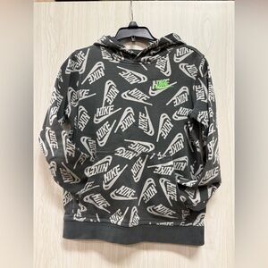 Nike Black and White Patterned Hoodie with Green Logo 0087